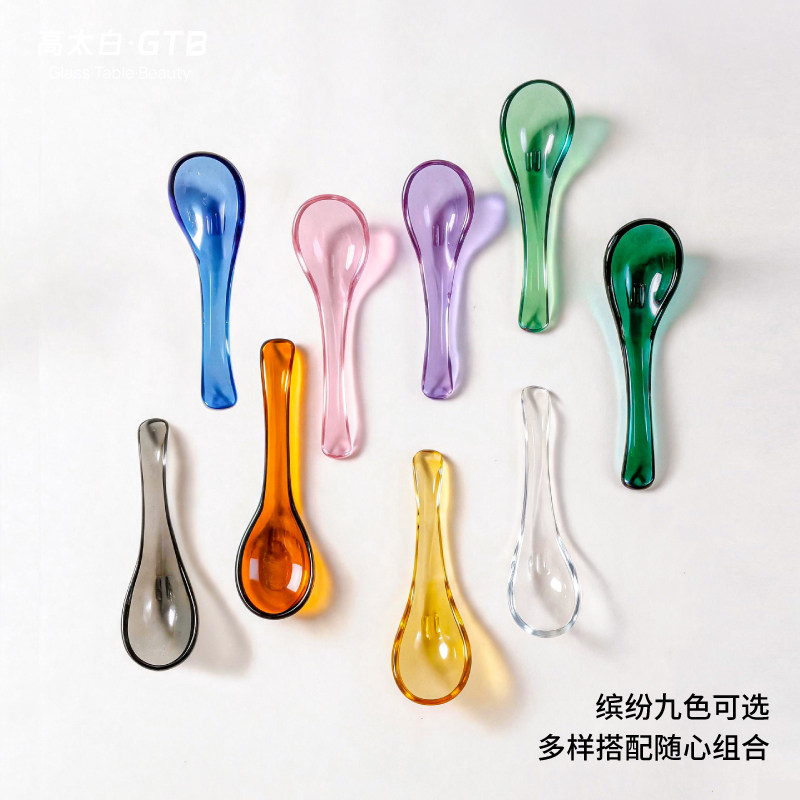 高太白精致玻璃勺高颜值甜品勺图片