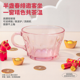 玻璃杯水杯家用杯子耐高温高硼硅早餐牛奶杯带把手咖啡杯2026新款