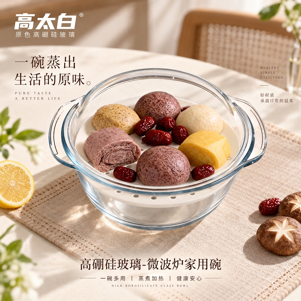 带盖玻璃微波炉蒸蛋碗图片