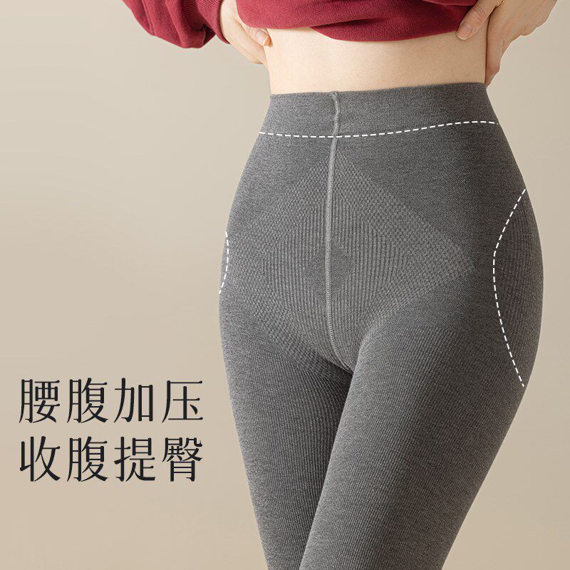灰色打底裤女秋冬款加绒加厚保暖收腹美腿显瘦可外穿不掉裆连裤袜