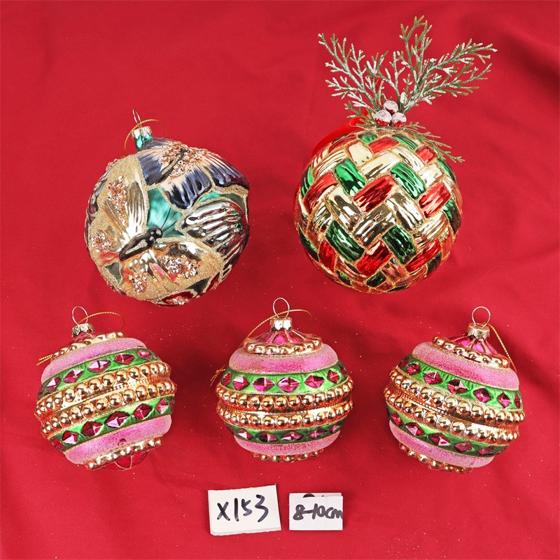 圣诞装饰品8-10CM玻璃彩绘造型球圣诞树场景布置吊球挂件圣诞礼物