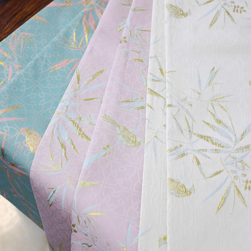 新中式织锦金色提花竹林鸟茶席桌旗干泡垫杯垫壶垫小清新桌布餐垫