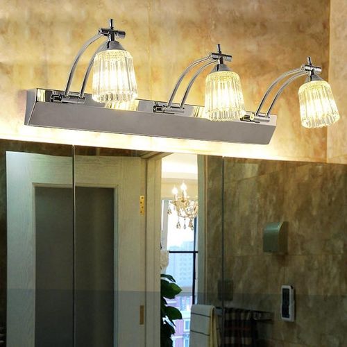 不锈钢水晶镜前灯 卫生间led欧式梳妆壁灯双色浴室镜柜专用镜子灯