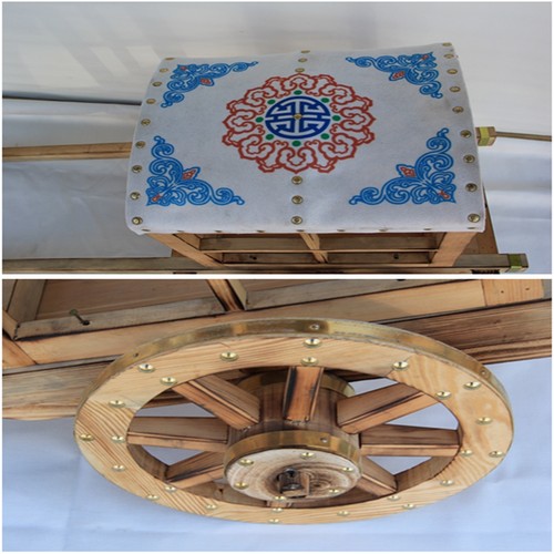 勒勒车模型蒙古特色手工艺装饰品牛拉车蒙餐蒙古包展厅微景观摆件