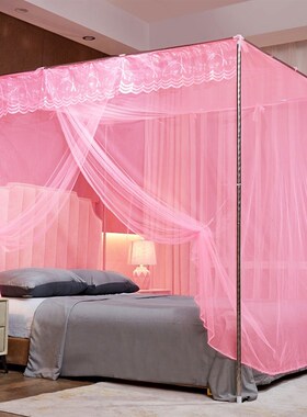 老式蚊帐家用绑带带支架防尘1米8大床2米x2米2单门1米5床的文蚊帐