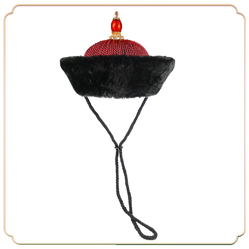 影视清朝古装造型男顶戴花翎清朝王爷大臣帽暖帽凉帽武官文官发饰