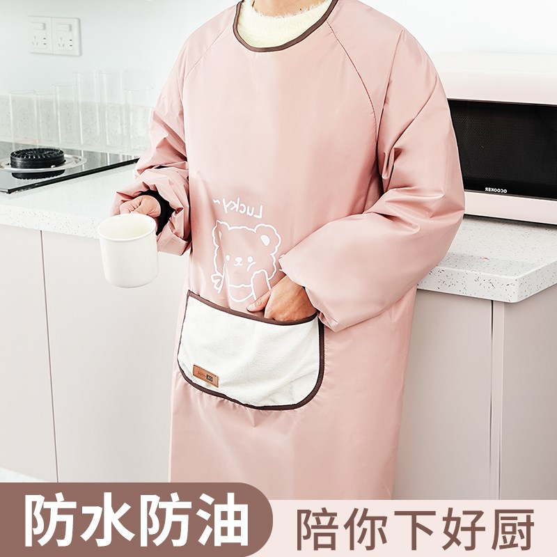 可擦手围裙厨房防水防油做饭可擦手罩衣餐饮工作服男女年轻感