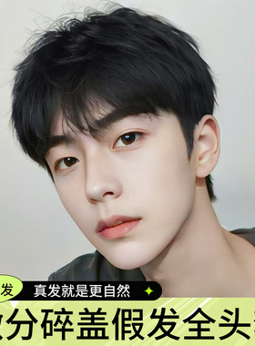 假发男士全头套韩式日常微分碎z盖全真发短发帅气新款潮流蓬松发