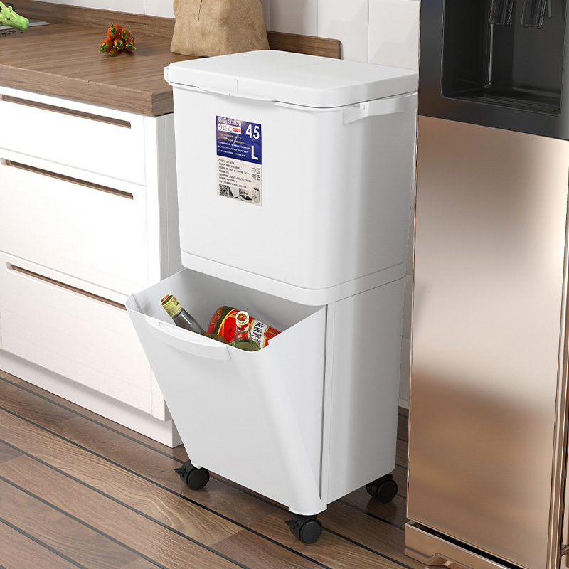 垃圾桶厨房大容量双层可移动干湿分离分类加大加高大号家用专用桶