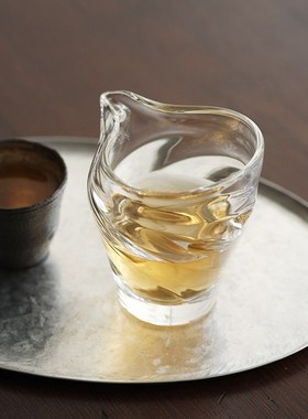 介直 漩律棱面纹玻璃公道杯茶公道分享杯 手工吹制玻璃硝子器皿