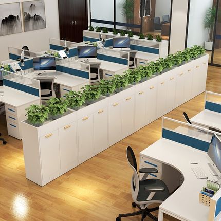 办公室隔断柜绿植文件柜隔断柜资料柜花槽柜储物木质矮柜白色边柜