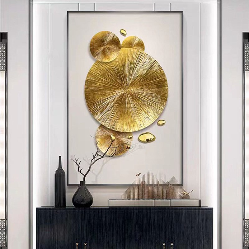 现代立体金箔画玄关餐厅卧室书房实物手工装饰画沙发背景墙壁画