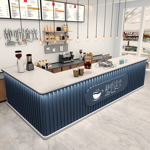 简约现代奶茶店实k木吧台收银台水吧台甜品咖啡店柜台球厅转角定
