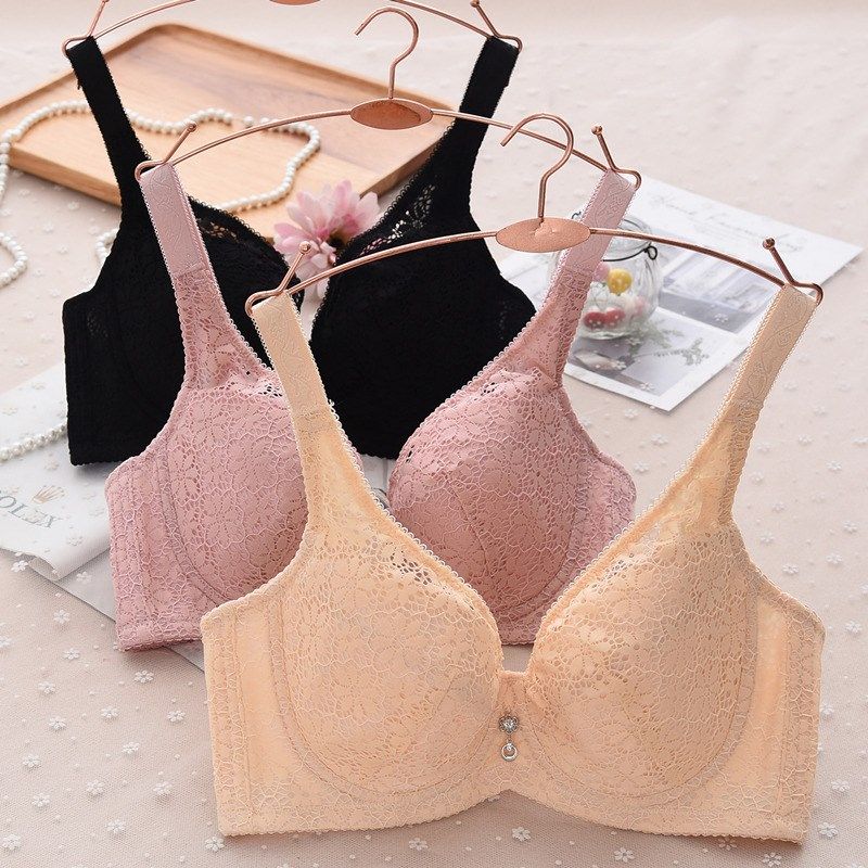 夏无海绵文胸罩超薄款C杯大码胖mm大胸显小胸衣聚拢调整型内衣女