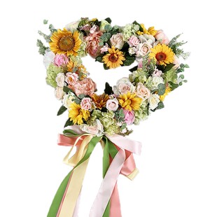 【喜平方】粉色心形环逼真花环结婚车装饰布置花车装饰迎亲车头花