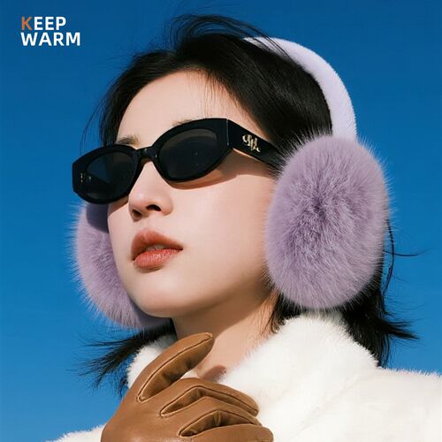 2025新款耳罩女毛绒绒紫色显白韩式百搭头M戴式耳捂子秋冬保暖耳