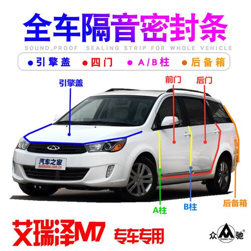 奇瑞X1/艾瑞泽M7全车门隔音密封条防尘J降噪加装胶条改装装饰配件