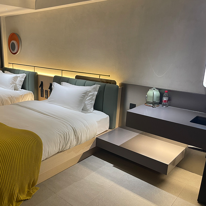 酒店宾馆套房家具民宿公寓软包床靠客栈沙发茶几标间大床设计定制