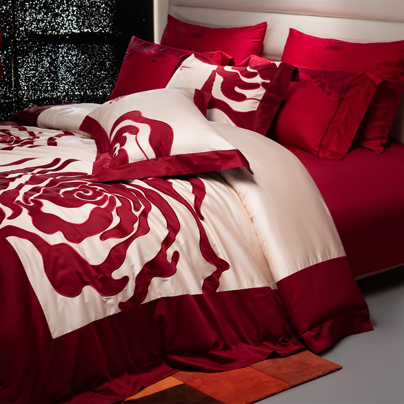 高端奢华婚庆140支长绒棉四件套全棉纯棉结婚床单被套床上用品