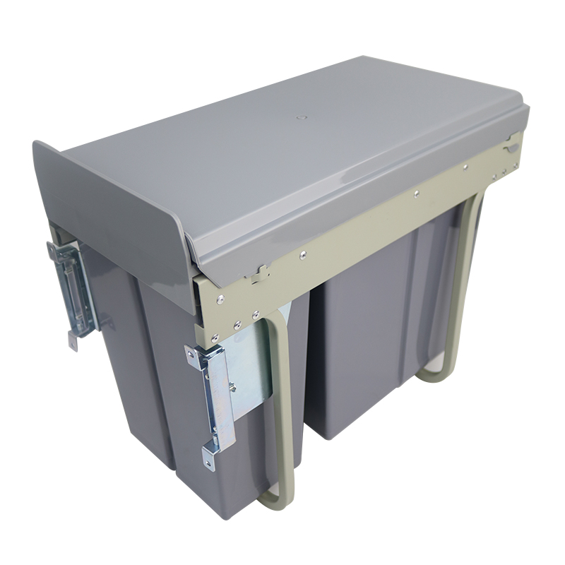 厨房塑料内置隐藏嵌入推拉式干湿分离橱柜垃圾桶阻尼抽拉大号厨余