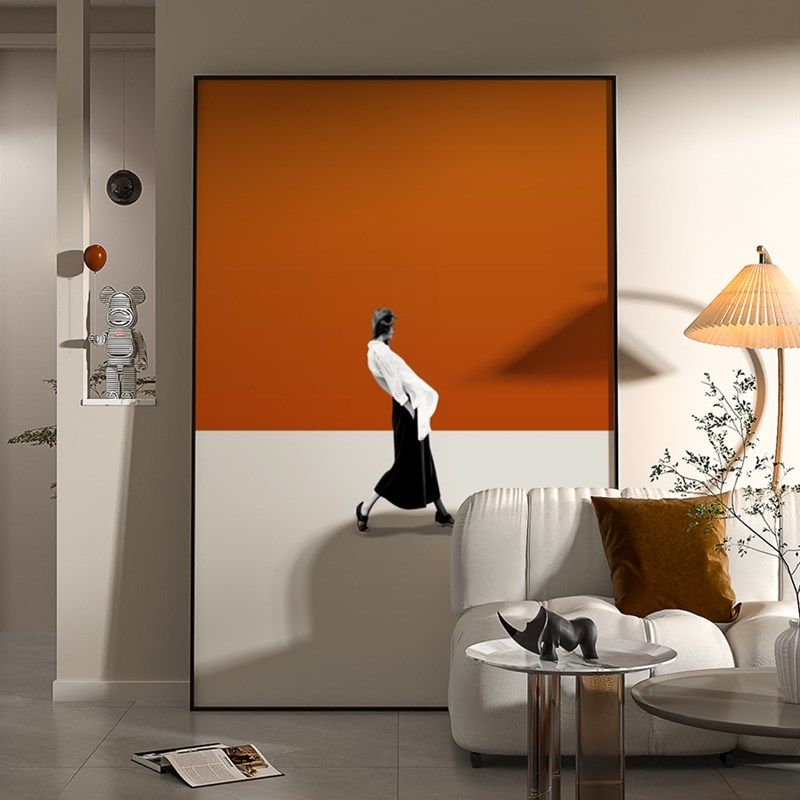 客厅画沙发背景墙画现代简约竖版艺术侘寂风高级感落地画人物极简