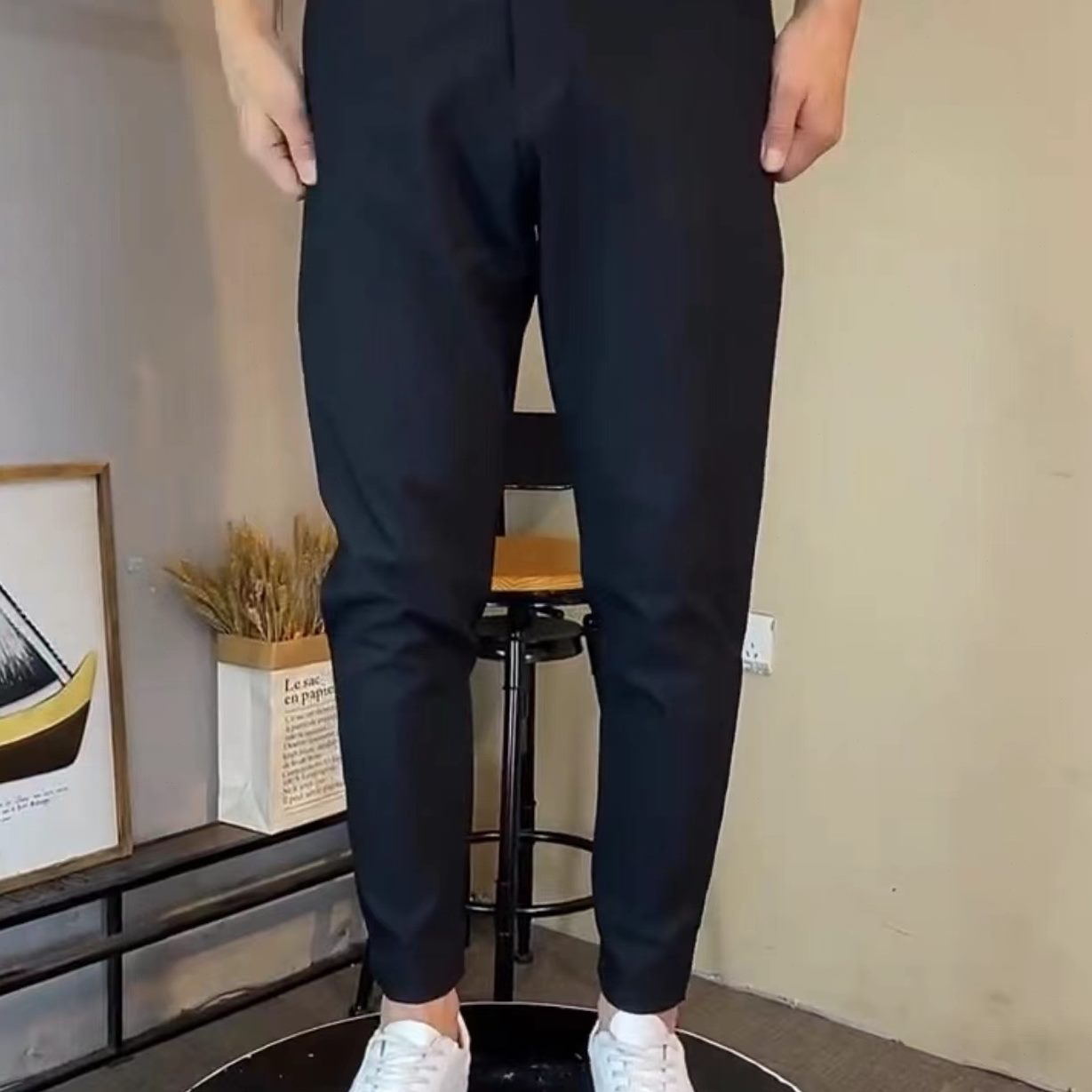 士发弹力师休闲裤男百搭束脚裤九分裤青年型夏季新款韩版修身西裤