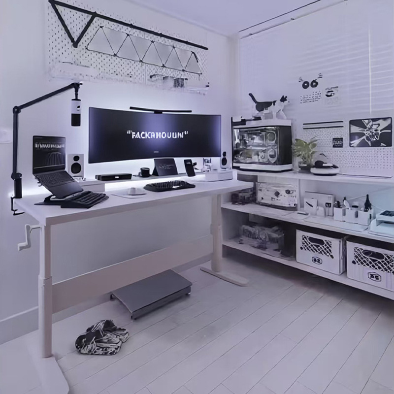 木电脑桌台式家用升降电竞桌白色书桌写字桌学生卧室可升降桌子