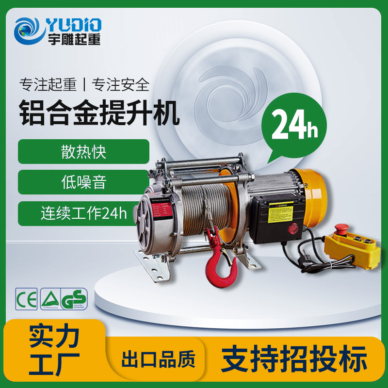 宇雕定制多功能建筑提升机30M钢丝绳卷扬机300-600kg微型电动葫芦