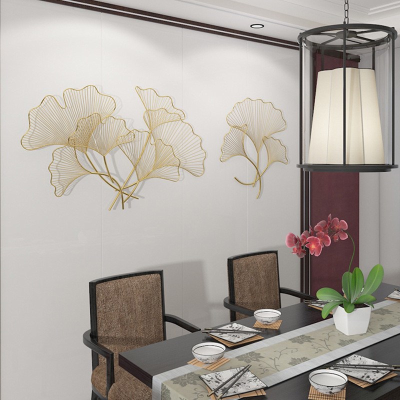 墙上壁饰金属银杏叶壁挂 中式墙壁装饰家居客厅S个性创意立体挂件