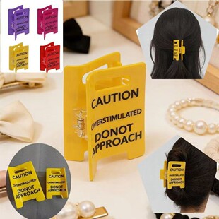 Thick过度兴奋警示发夹装 跨境Funny 饰 for Clips Yellow Hairs