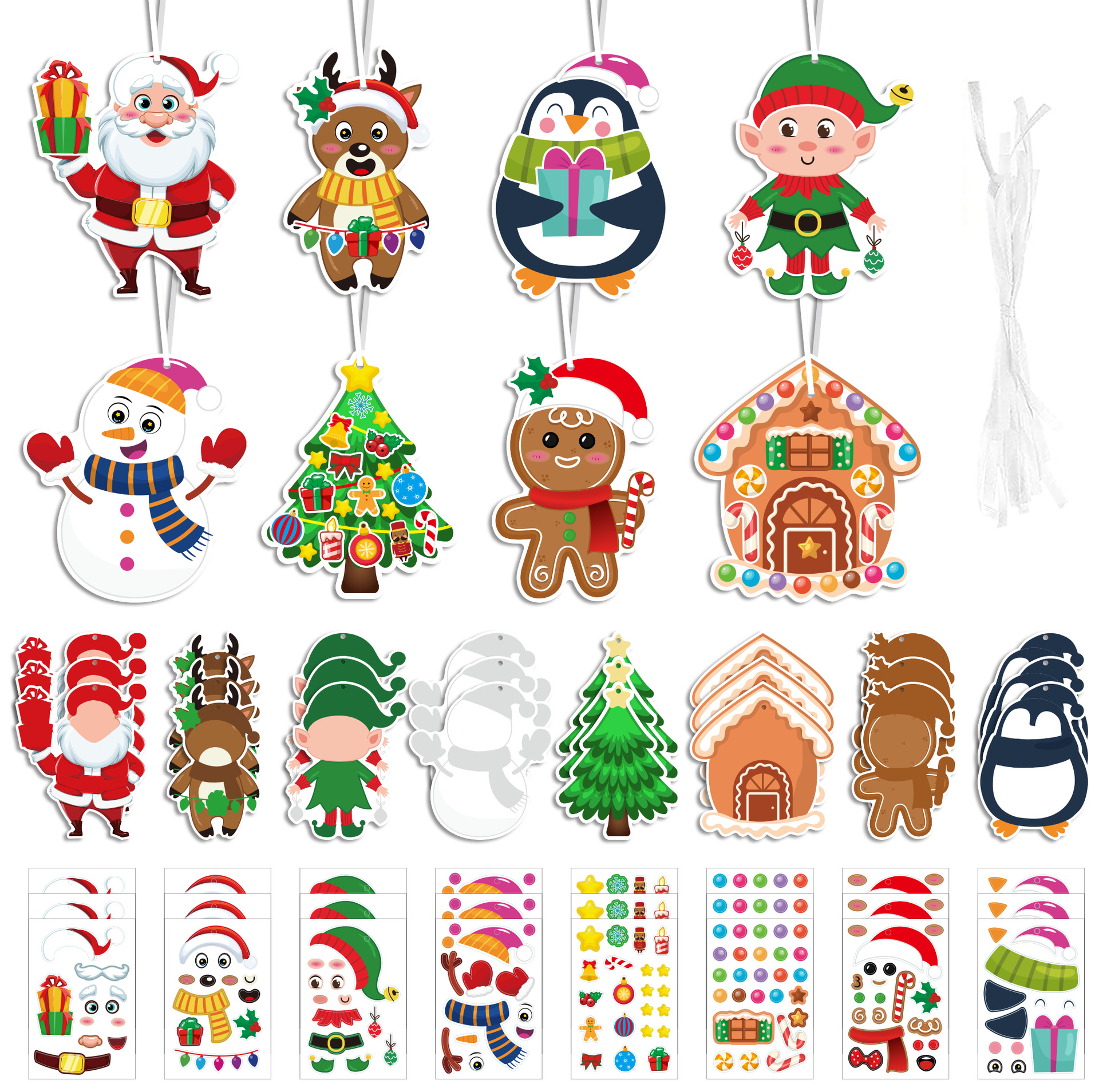 2025新热卖 儿童卡通挂饰圣诞DIY卡片贴 圣诞树装饰圣诞礼物套装