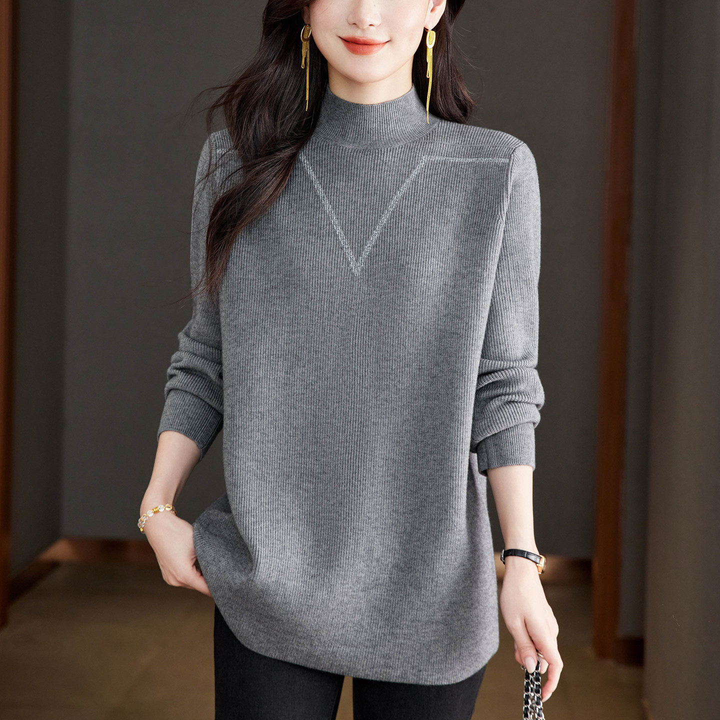 胖妈妈秋冬装羊毛衫宽松