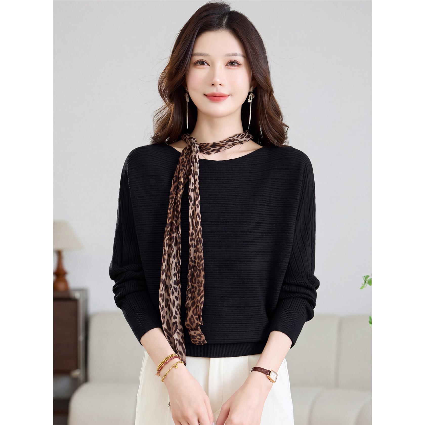 蝙蝠袖上衣女高级感宽松