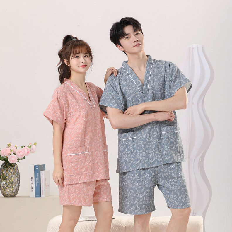 高档新款服汗蒸服女男2024情侣浴纱双层彩亲子家居服儿童睡衣按摩