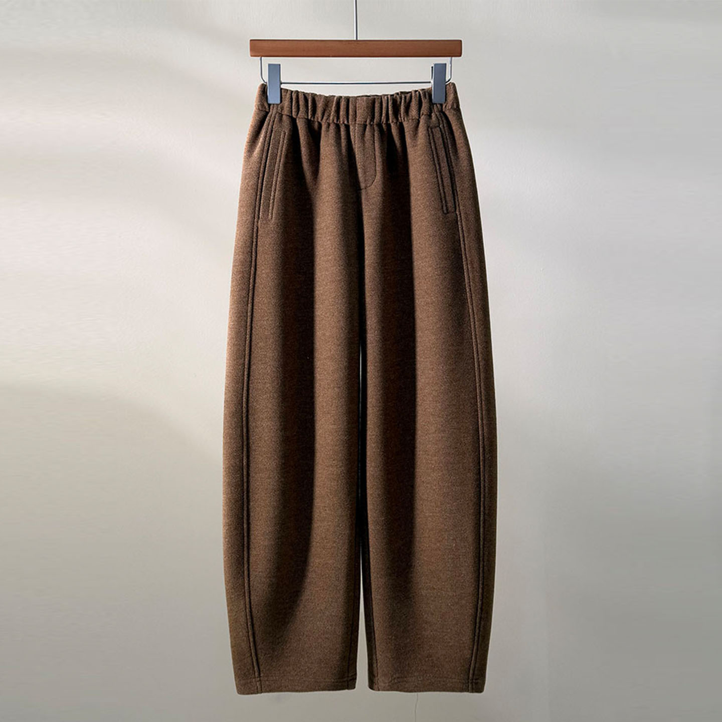 加绒羊毛九分窄版弯刀裤女秋冬款