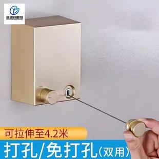 新疆 哥隐形收缩晾衣绳室内免打孔伸缩杆晾衣架浴室晒晾衣神器 包邮