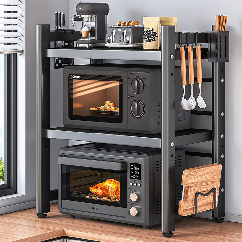 厨房微波炉架子置物架多功能x支架多层家用烤箱台面电饭煲收纳架