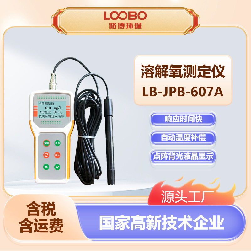 便携式溶氧仪点阵背光液晶显示高精度水中氧气含量测试仪