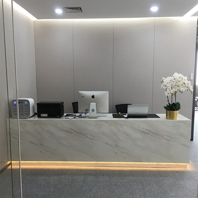定制仿大理石饰面烤漆前台商业办公接待台形象台简约吧台收银台