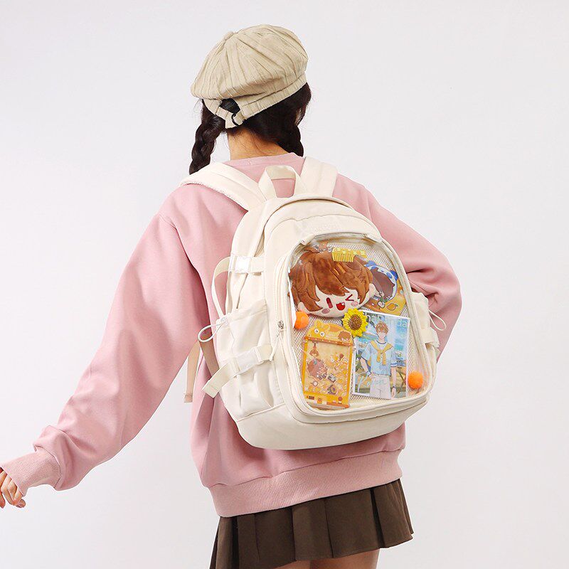 双肩包呆b萌可爱女大中小学生书包大容量背包JK学院风DIY萝莉痛包
