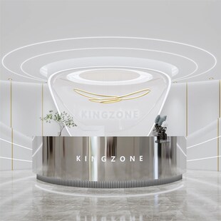 弧形公司美容院前台桌接待台简约现代服装店网红不锈钢吧台收银柜