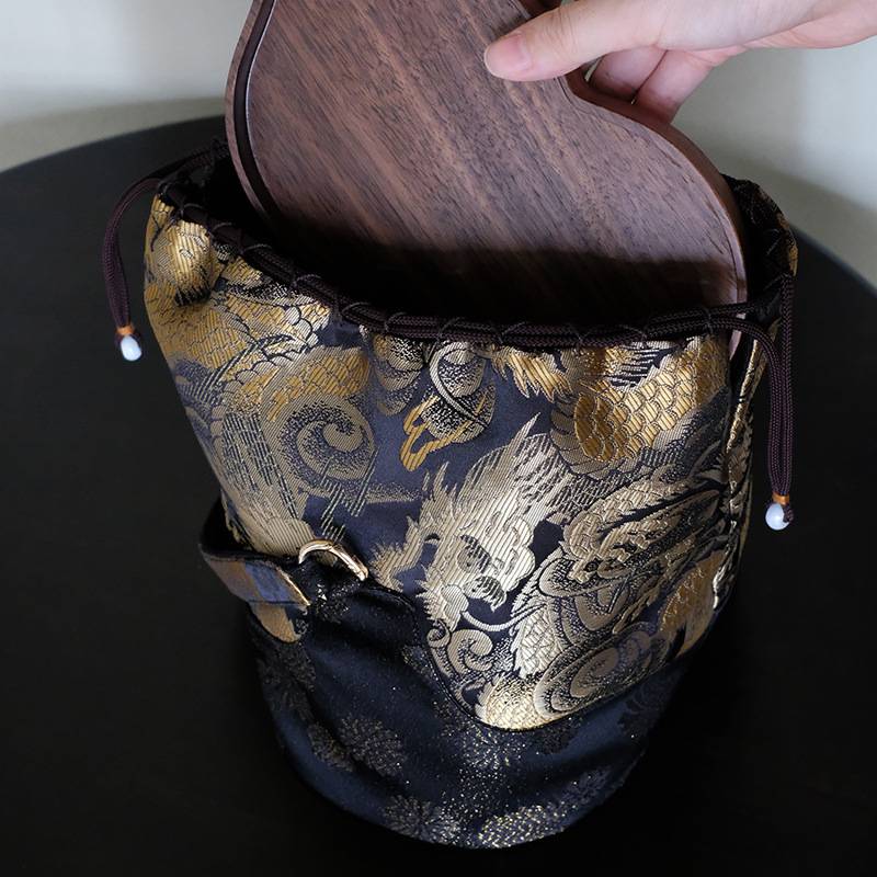 慢蓝香云纱如意茶事包手提旅行便携茶具收纳包加厚加棉带隔层布袋