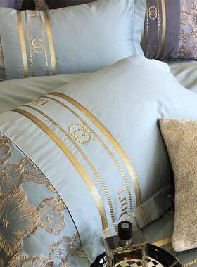 南通轻奢100s长绒棉高密精浮床雕件套四全棉纯棉单被套高XFR端床