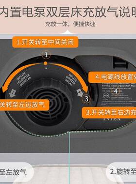 INTEX67766充气床垫家用冲气床单人加厚双层气垫床 内置电泵