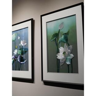 ?新中Fh($%p#g工式三联荷背花苏州手绣沙发景客厅刺绣苏成品挂画