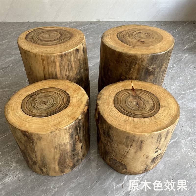 香樟木墩树墩凳子实木墩子根雕原木树桩木桩底座茶几茶桌圆木凳HC