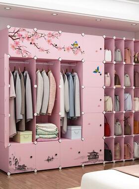 衣柜用室简结易衣柜家组装折叠塑料布出租房卧加固收XVP纳柜实202