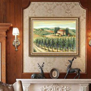 田园景农庄玄关装KPJ饰画走廊过餐厅画挂画美式风景油客厅道沙发