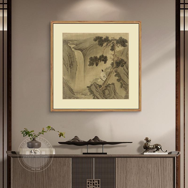 宋画小品南宋远雪名景图古代山水画国画YTQ马画复挂制品中式仿古