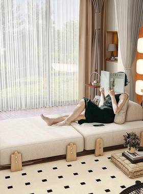 懒人发小户型FMP客单人阳台沙新款两用发床奶油豆厅腐沙块折叠休